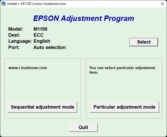 Epson Adjustment Program M1100 M1120