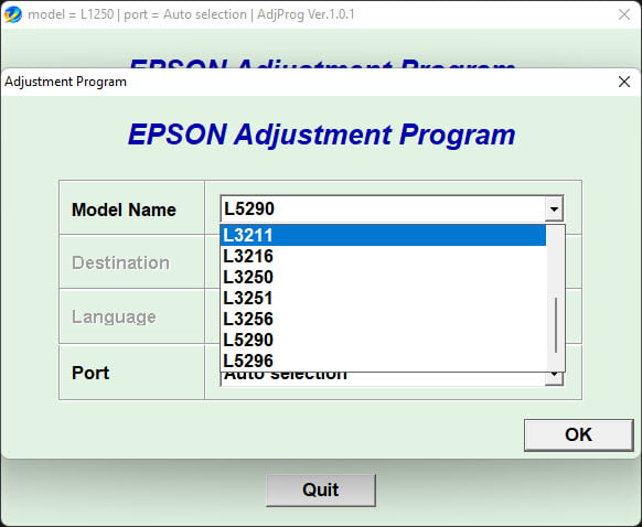 Epson Adjustment Program L1210 L1211 L1216 L1250 L1251 L1256 L3210 L3211 L3216 L3250 L3251 L3256 L5290 L5296