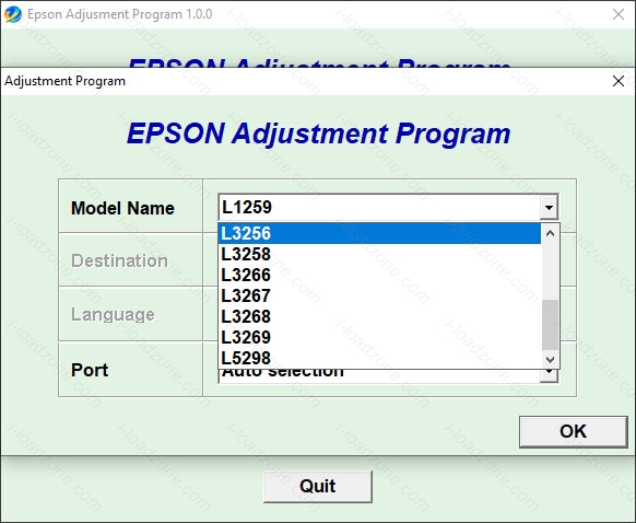 Epson L1218 L1258 L1259 L3218 L3219 L3251 L3253 L3255 L3256 L3258 L3266 L3267 L3268 L3269 L5298 Adjustment Program